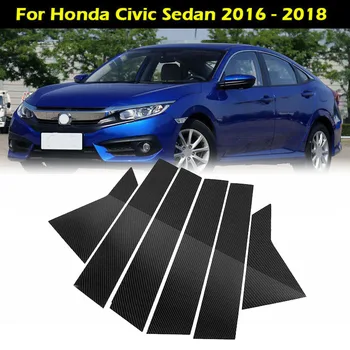 

6pcs/set Carbon Fiber Door Pillar Covers Trims Sticker For Honda Civic Sedan 2016-20