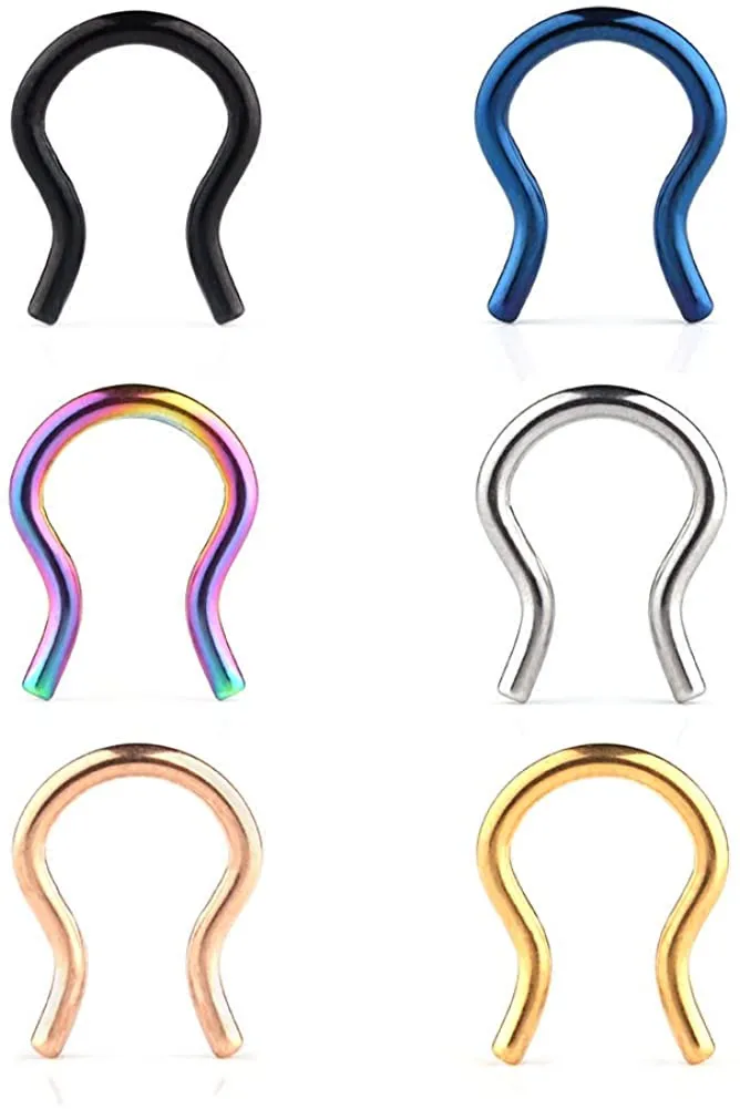 

316L Surgical Steel U-Shaped & Staple Nose Septum Hanger Retainer Nose Ring 16g,14g,12g