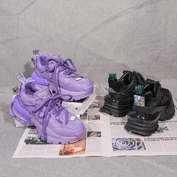 

BASSIRIANA 2020 Fall Fashion Casual Sponge Cake Platform Sports Fashion Daddy Shoes All-match Trendy Purple Women's Shoes