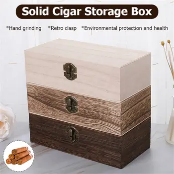 

Natural Wooden Cigar Storage Box With Lid Retro Rectangular Wooden Storage Box Jewelry Box Handmade Case Box Desktop Organizer