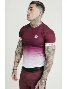 

SikSilk Fade Burgundy White Tech Tee Men T-Shirts Top