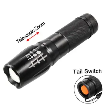 

Tactical 18650 Flashlight T6 LED High Powered 5 Modes Zoomable Aluminum Mini Flashlight LED Flashlight