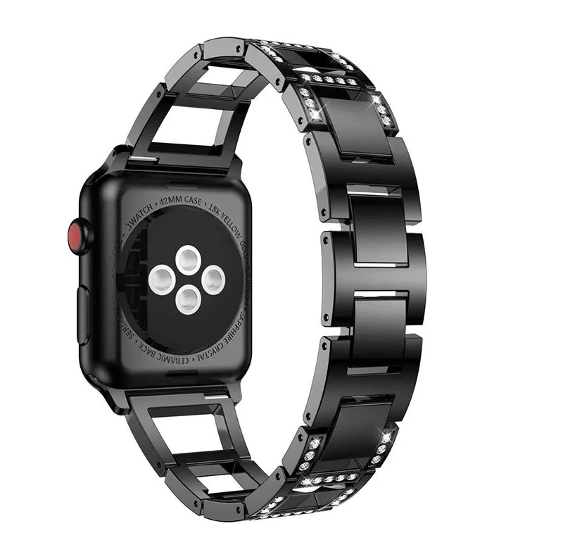 Ремешок из нержавеющей стали для Apple watch band 5 4 44 мм 40 мм Алмазный Браслет correa Iwatch 3 2 8 мм 42 мм аксессуары для Apple Watch 4