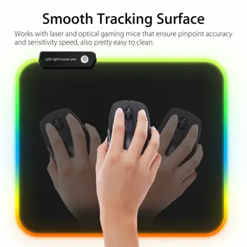 

RGB Colorful LED Lighting USB Wired Keyboard Mat Gaming Mouse Pad For PC Laptop Smooth Tracking Surface Suitable Design