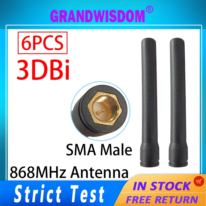 GRANDWISDOM 6 шт. 868 МГц антенна 3dbi sma male 915 lora pbx iot модуль lorawan сигнальный приемник |
