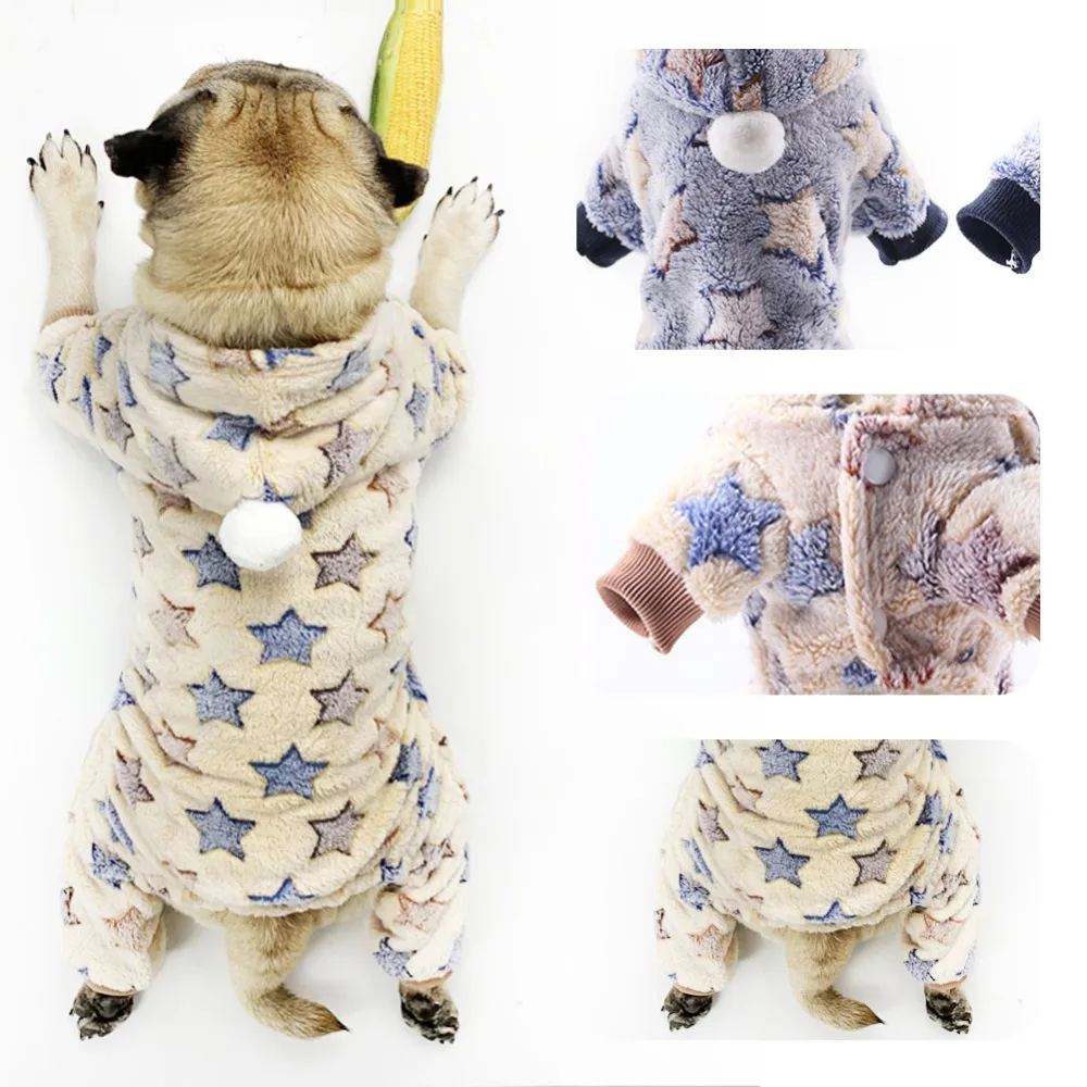 Practical Soft Fleece Dog Jumpsuit Sweater Sweatshirt Winter Dog Flannel Clothes Small Puppy Coat Pet Outfits Hoodie