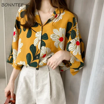 

Shirts Women Loose Printed Fashion Sweet Elegant All-match Simple Womens Clothing High Quality Korean Style Summer New Chic 2020