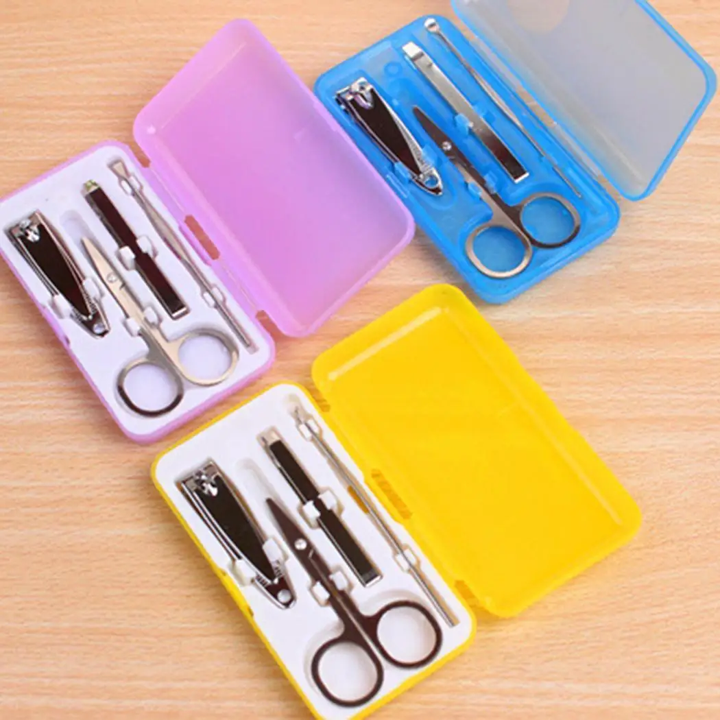 4 шт./компл. пластиковая коробка из нержавеющей стали около 40 г маникюрный набор инструментов для дома маникюр, отделка бровей, чистые уши