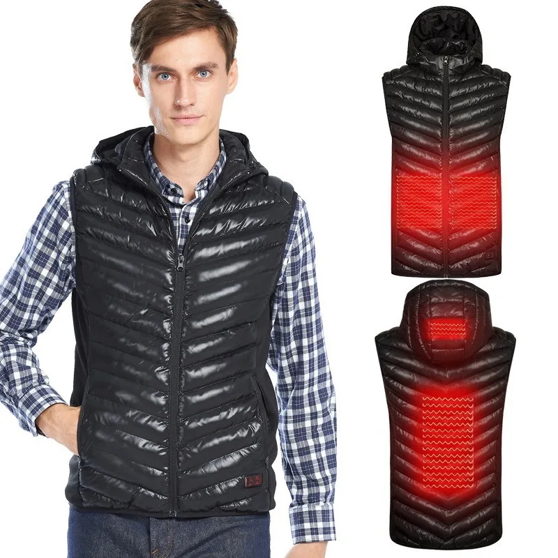 

2019 Men Winter Heated Vest USB Infrared heating Jacket Carbon Fiber Electric Thermal Waistcoat Fishing Clothes SA-8