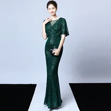 

Exquisite Shawl Formal Evening Dresses for Women V Neck Backless Luxury Cocktail Party Prom Gowns Sequined Glitter Night Dresses