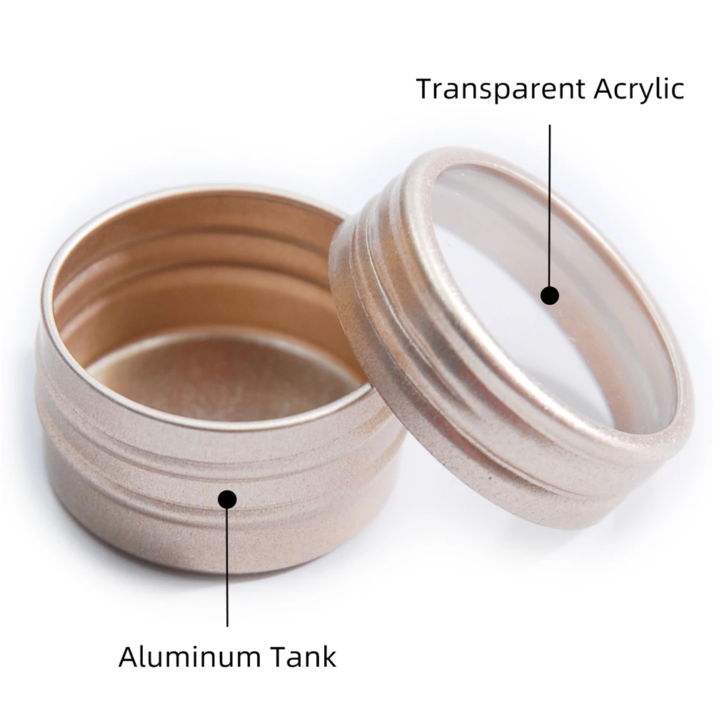 10 Empty, Champagne/Silver/Black, 4 Gram aluminum Pot Jars, Cosmetic Containers, with Lids. (10ml - 10pk)