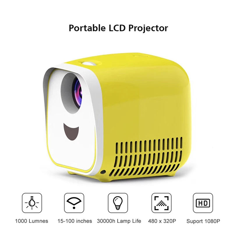 wifi projector Salange L1 Mini LED Projector 480x320 Support 1080P HDMI USB Kids Story Projector Media Player Compatible with TV Stick,Laptop 1080p projector