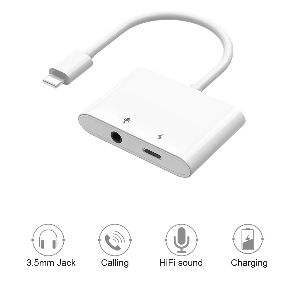 WIWU 2 in 1 Audio Adapter for Lightning to 3 5mm Jack Headphone Cable for iPhone 11 Pro X XS XR 8 7 Cable for Charging