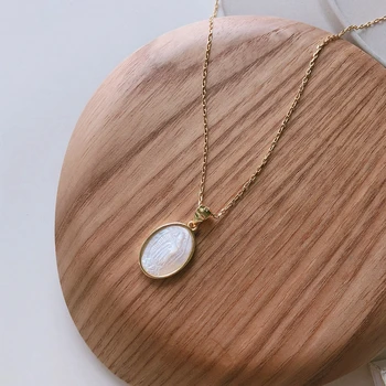 

Shell Maria Necklace 925 Sterling Silver Gold Pendant Necklace Oval Western Style Necklace Shell Portrait Figure Lover Girl Gift