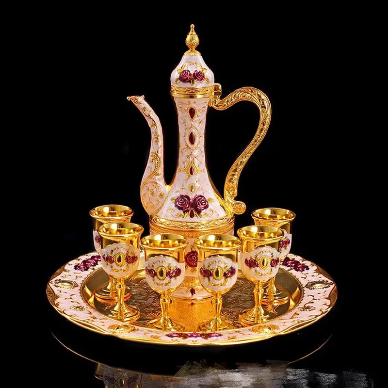 

Small Rose Wine Set Creative Wine Set European Metal Wine Set Wine Divider Gift Ornaments Zinc Alloy Wine Pot Height 23mm