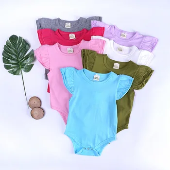 

0-24M Infant Baby Girls Boys Clothes Summer Short Sleeve Romper Outfits Jumpsuit Cotton Newborn Kids Boy Girl Ruffle Rompers