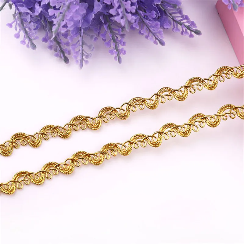 Gold Silver Lace Trim Ribbon Curve Lace Fabric Sewing Centipede Braided Wedding Craft DIY Clothes Accessories Home Decor 5y lace fabric,lace ribbon,lace garment accessories,lace sewing supplies,lace accessories,lace sewing accessories,lace decoration