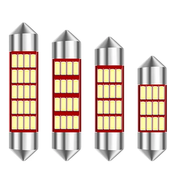 

2pcs Led Lamp Car Interior Dome Map License Plate Light Canbus LED Light Bulb C5W C10W 31mm 36mm 39mm 41mm SV8.5 4014SMD Auto