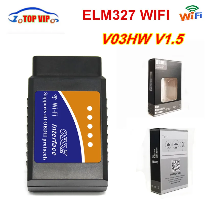 ELM327 wifi V1.5 PIC18F25K80 чип для всех OBDII протоколы работают для IOS/Android/PC беспроводное подключение ELM327 wifi V1.5