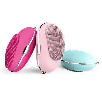 

Ultrasonic Electric Facial Brush Cleaner Silicone Cleansing Device Rechargeable Waterproof Face Massager Beauty Instrument