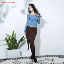 Осень зима теплый танец живота тренировочная одежда комфорт модал с длинным рукавом Блузка короткая юбка Восточный танец шоу наряд