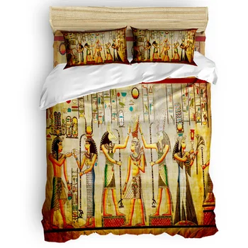 

4 Pcs Duvet Cover Egyptian Circle Retro Style Design Bedding Set Home Bedding Set Luxury Comforter Bedding Sets