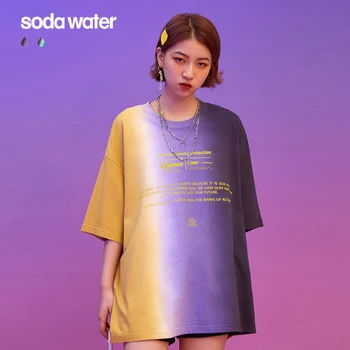 

SODAWATER Woman T-shirts Dip Dye Letter Printing Streetwear Hip Hop Harajuku Women Tshirt Dip Dye Women Oversized Tshirt 1196S20