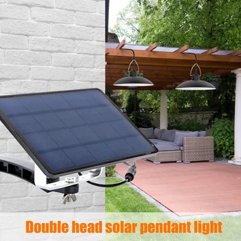

Outdoor Garden Camping Hanging LED Light Double Head Solar Power LED Pendant Light Outdoor Waterproof Garden Hanging Lamp