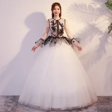 Бальное платье с длинными рукавами, бальное платье, черное платье с вышивкой для выпускного вечера, 16 милых платьев, vestidos de 15 anos