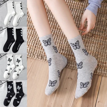 

New Butterfly Socks Women Printed Streetwear Harajuku Socks Fashion Japanese Korean Style Cute Socks Autumn Winter Sock