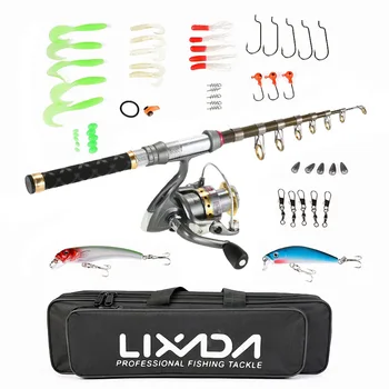 

99% Carbon Fiber Telescopic Fishing Rod and Reel Combo Full Kit Spinning Fishing Reel Fishing Line Lure Gear Organizer Pole Set