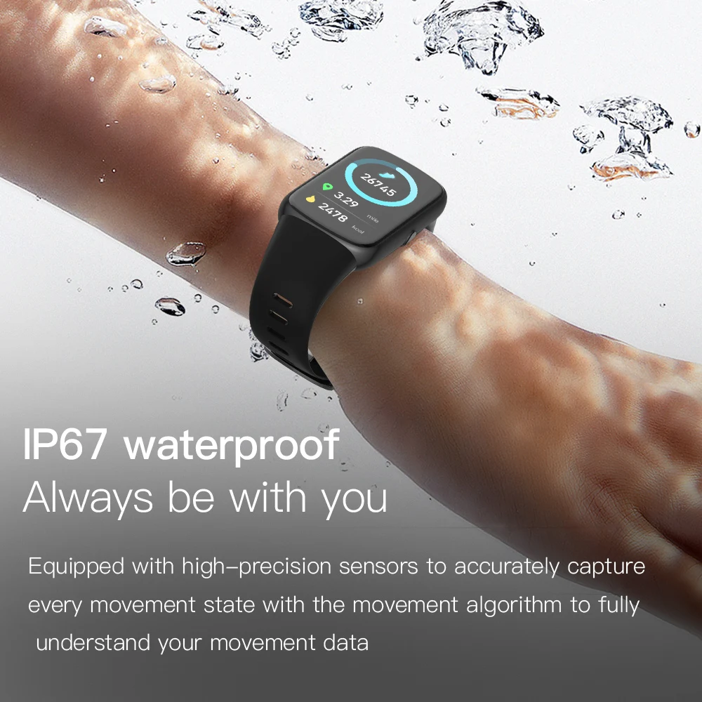 Smart Watch 1.47 inch full screen IP67 waterproof 24-hour heart rate music control sleep monitoring Men Women Smart Watch Band