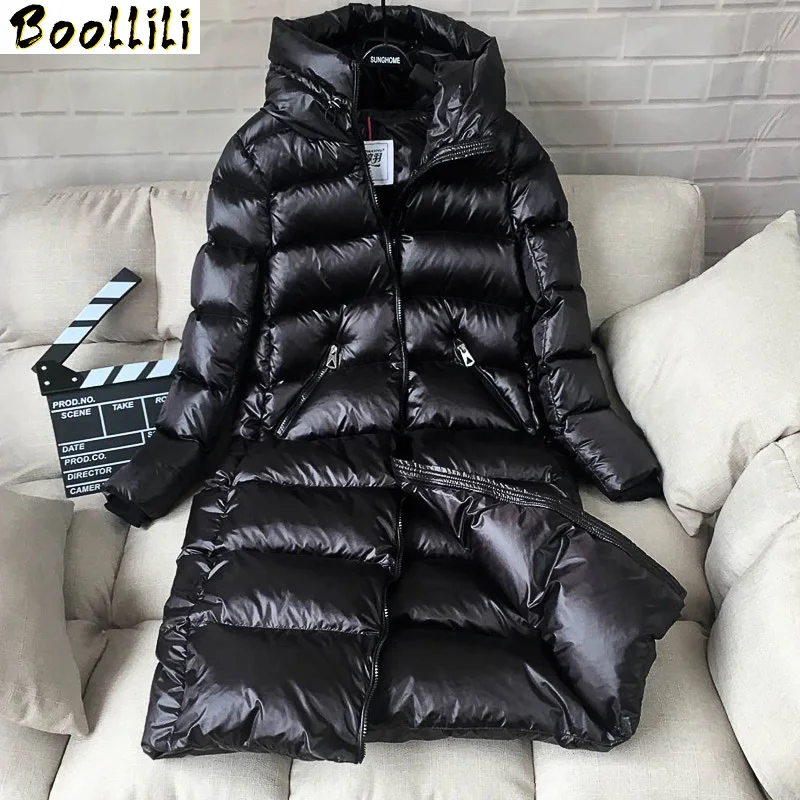 

Boollili White Duck Down Jacket Women Thick Long Winter Coat Women Hooded Korean Female Puffer Jacket Doudoune Femme