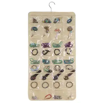

Hanging Jewelry Organizers 80 Pockets Non-Woven Dual Sides Wall Hanging Closet Accessory Jewelry Holder Organizer Folding Travel