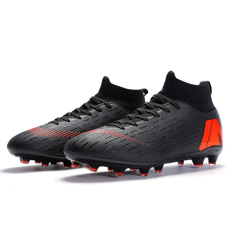 Новинка, унисекс, футбольные бутсы, уличные ботинки для футбола, мужские футбольные ботинки - Цвет: Black Orange AG