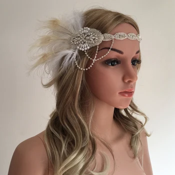 

Retro Style Feather Headband 1920s Headpiece Headdress Flapper Headband Party Dress Hair Accessories