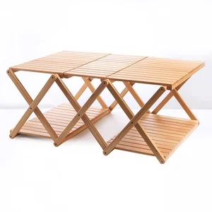 Складная деревянная полка для хранения, 3-4 уровня, портативный складной многоярусный стол для кемпинга и пикника