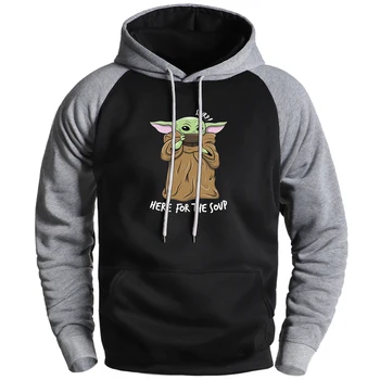 

The Mandalorian Baby Yoda Sweatshirts Hoodies Mens Autumn Winter Fleece Casual Raglan Pullover Hooded Male Hot Sell Streetwear