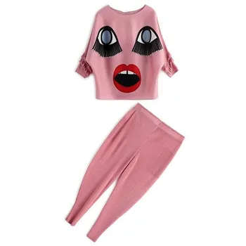 

2020 Womens Spring Autumn Set Fashion Casual top + Pleated Radish Pants Set Female New Pattern Large 2 Piece Set