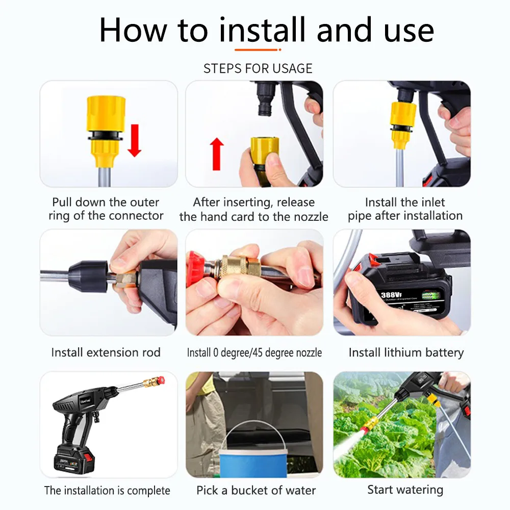 18-21V 30Bar Wireless High Pressure Car Wash Water Spay Gun Portable High Pressure Washer Foam Generator for Makita Battery da polisher