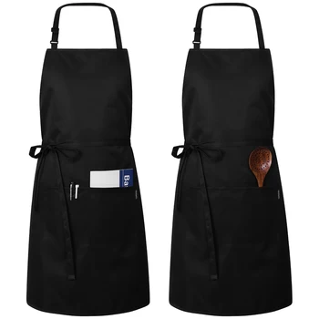 

Hemoton 2pcs Adjustable Bib Apron Waterproof Oil-proof Kitchen Apron Professional Chef Cooking Apron