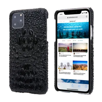 

Genuine Leather Crocodile Case for IPhone 11 Pro Max Crocodile Head Patterned Cowhide Back Cover Funda Phone Cases