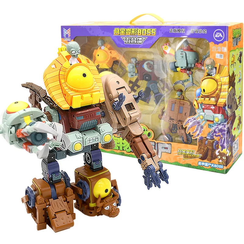 

5 in 1 Assembly Deformation Zombie BOSS Robot Doll PVZ Plants vs Zombies Educational Toys PVC Action Figure Model Toys Kid Gift