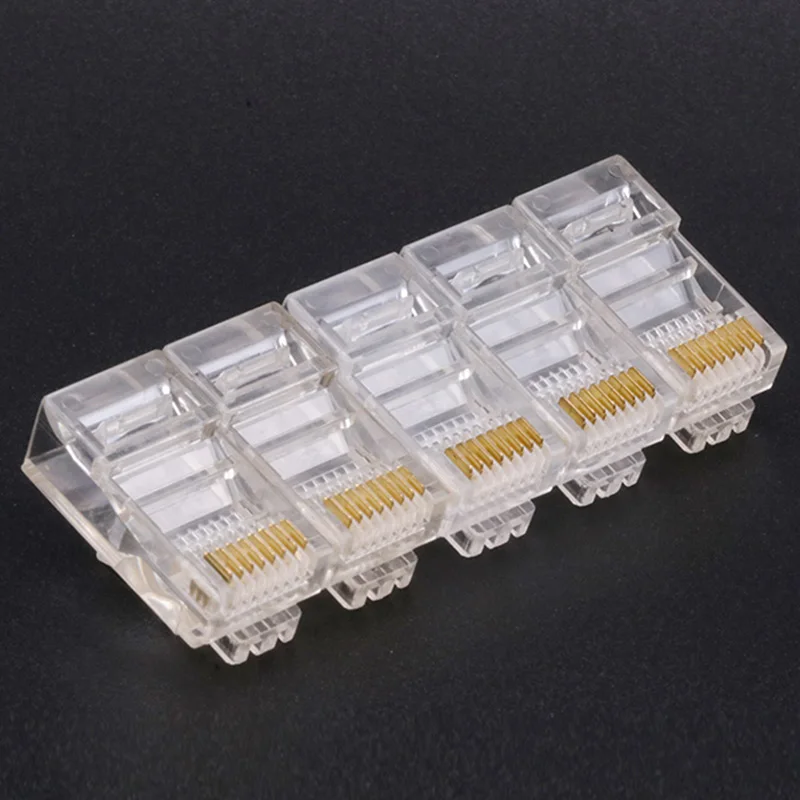 100 шт./лот Cat 6 5 5e RJ45 разъем из чистой меди 8P8C модульная Кабельная вилка 24K