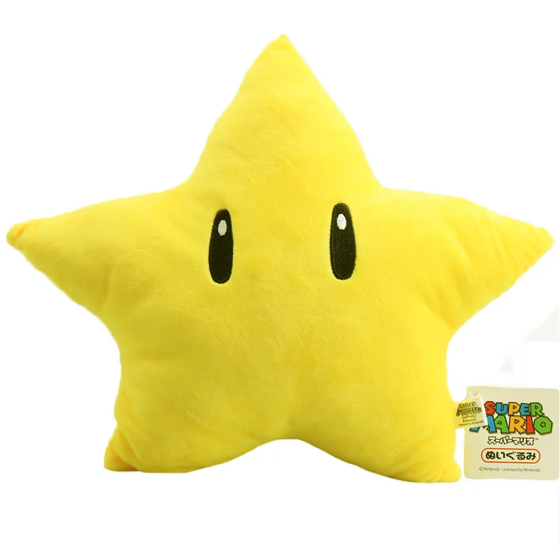 30 см Super Mario Bros Yellow Star Bros подушки Kawaii Подушка пышная кукла игрушки мультфильм мягкие рождественские подарки, куклы - Цвет: Yellow star