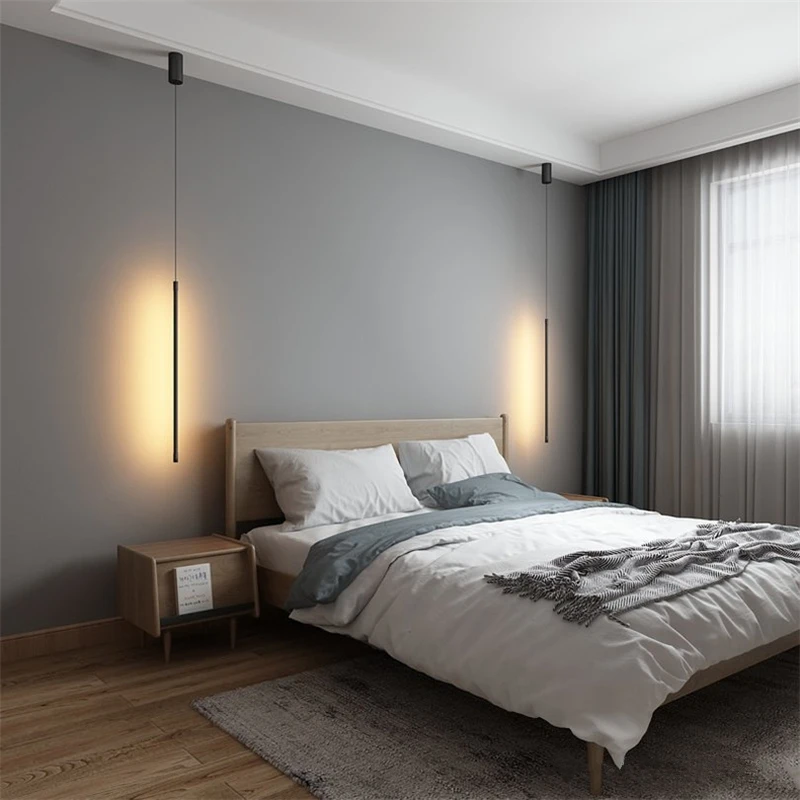 US $21.00 Minimalist Line Strip Pendant Lights Hanging Bedroom Bedside Light Fixtures Modern Led Living Room Lighting Decor Geometry Lamp