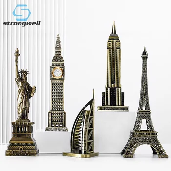 

Strongwell Modern Landmark Building Model Iron Model Office Small Metal Ornaments Book Room Desktop Furnishings Home Decoration