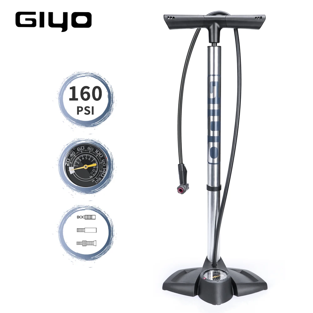 Bike Floor Pump with Gauge Hose160psi High pressure Bike Air Shock Pump