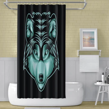 

Two Styles Animal Wolf Shower Curtains Fabric Bathroom Curtains Waterproof Polyester Midew Proof Bath Curtain With Hooks
