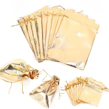 

10pc Adjustable Jewelry Packing drawstring Velvet bag,Wedding Gift Bags & Pouches silver/gold